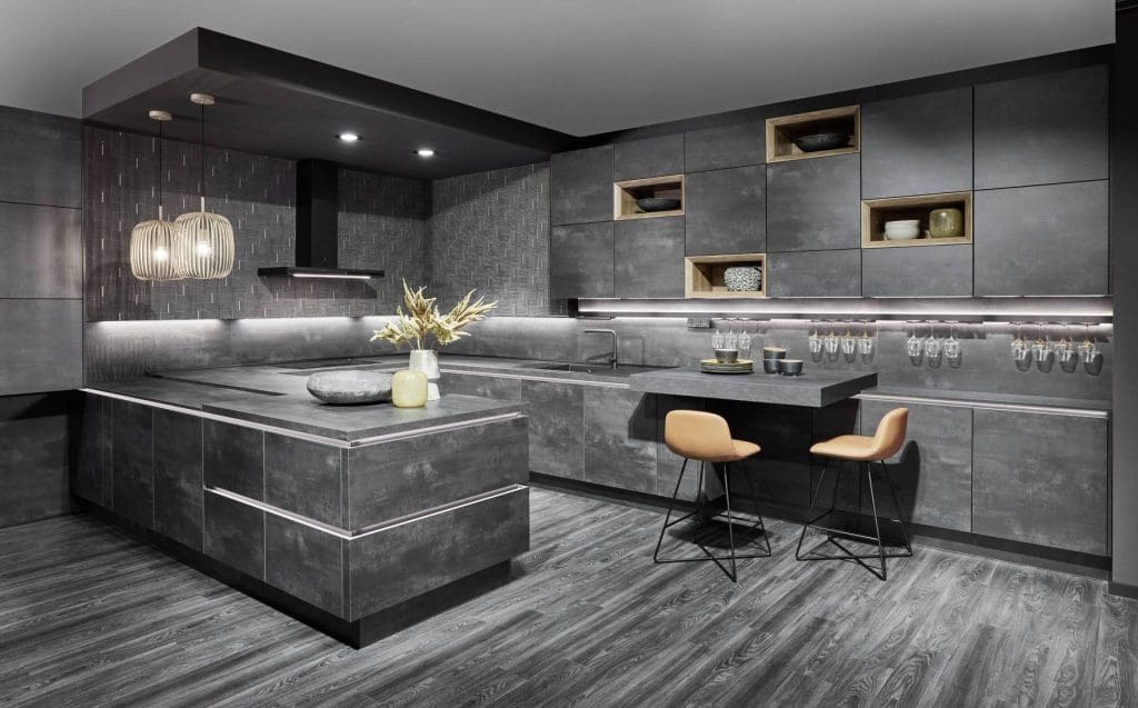 Nobilia Grey Modern Concrete Stone Kitchen | Vorsehen, Fife