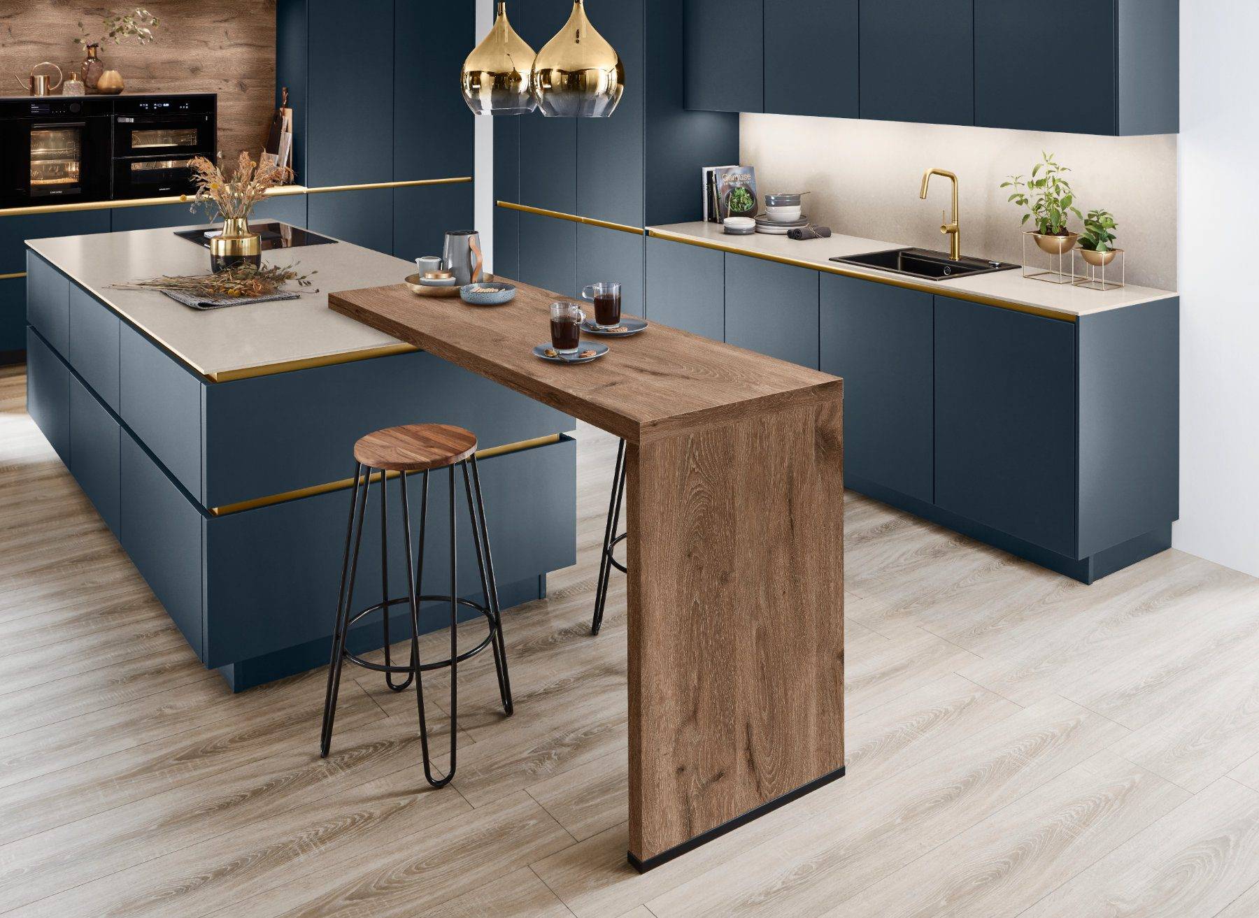 Nobilia Teal Matt Handleless Kitchen With Island | Lead Wolf, Gotham